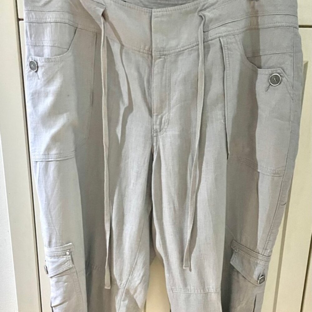 Inc Internaational  Beige Linen Blend Cargo Pants Size, Large